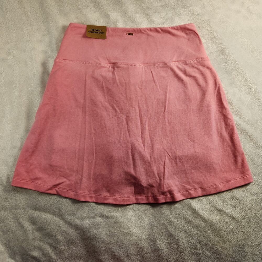 VS PINK Pink Stretch Cotton High Waist V Crossover Skort with Pockets Small NWT - Picture 7 of 9